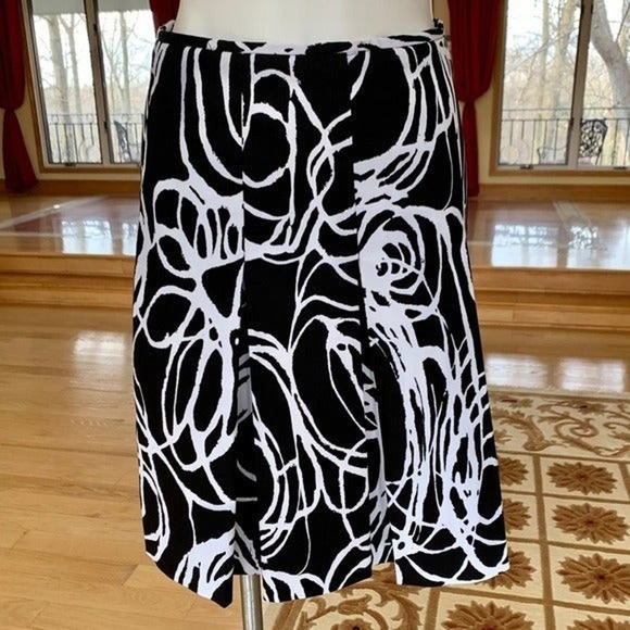 Pleated A-Line Knee Length Graphic Print Skirt Size Medium - Picture 2 of 8